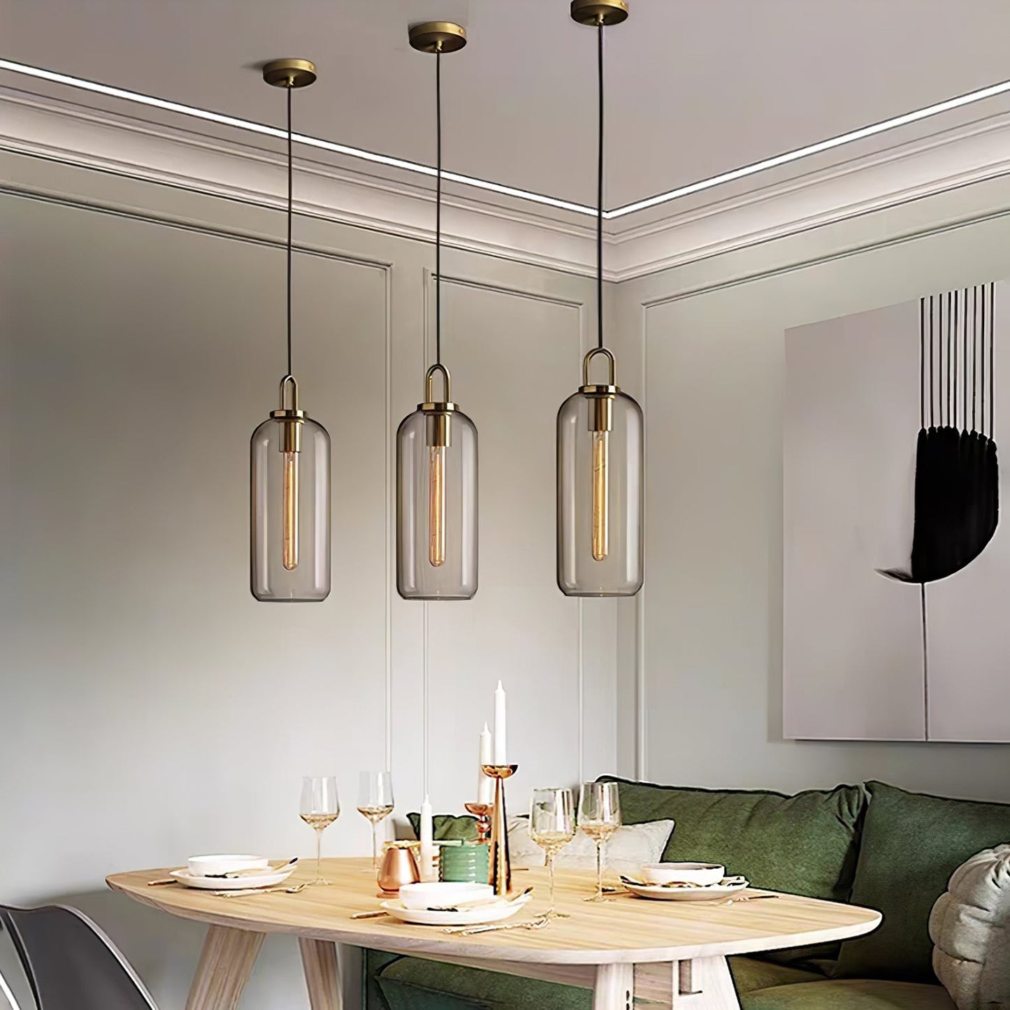 Kyntara | Hedendaagse Asymmetrische Elliptische Glazen Hanglamp