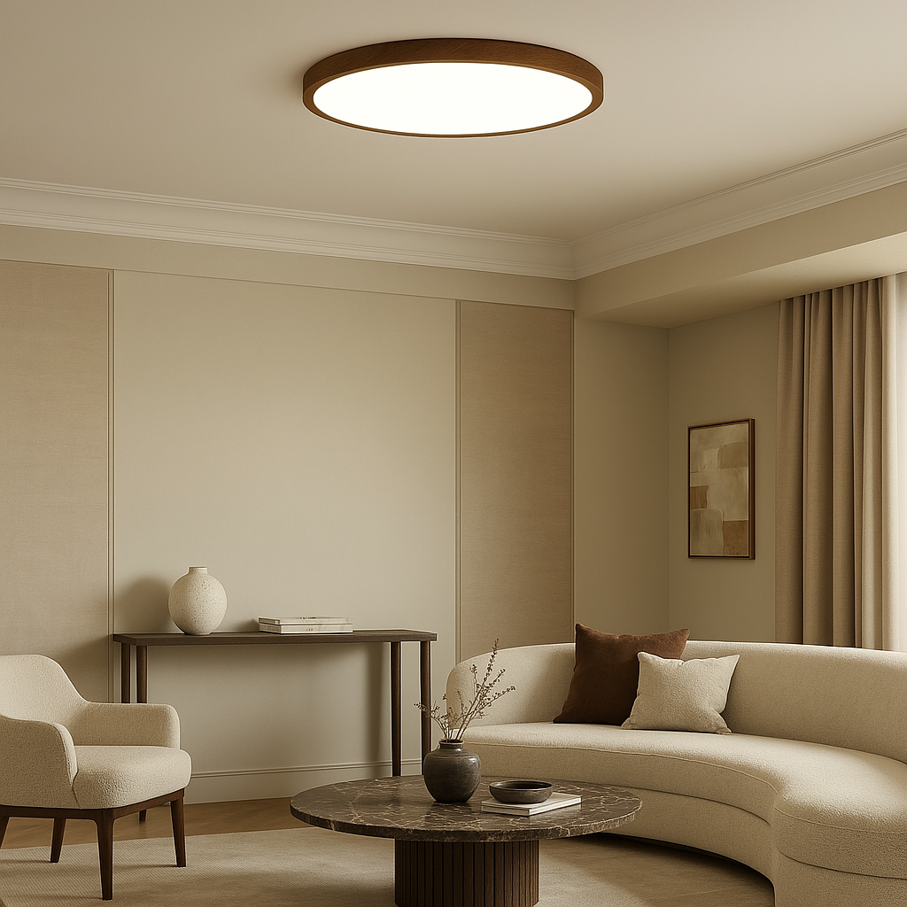 Silva | Minimalistische Nordic Donker Houten Accent Ronde Plafondlamp