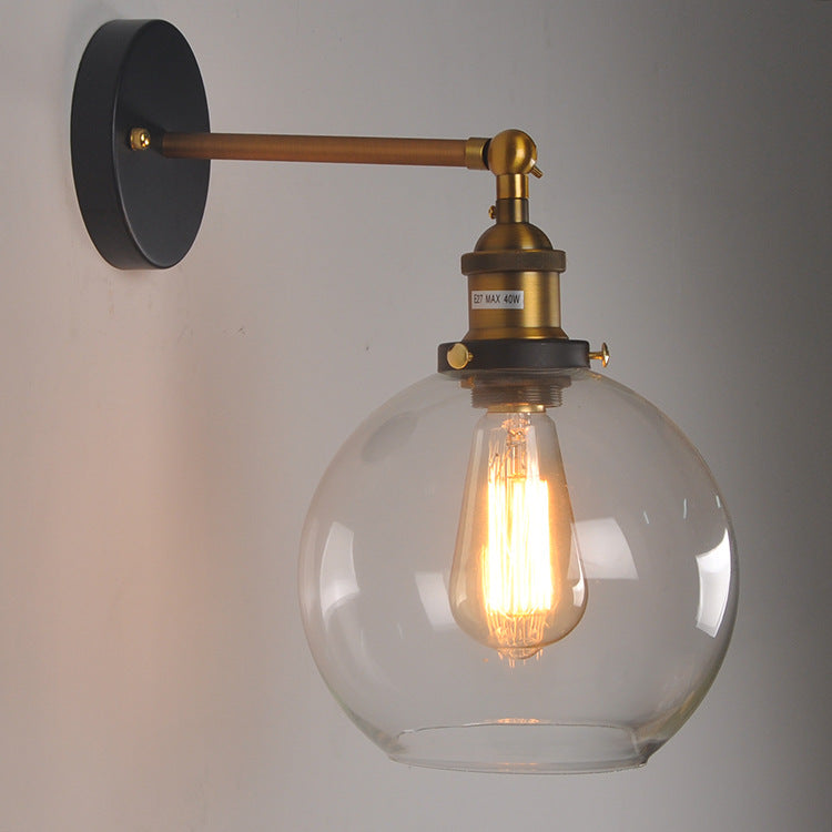Velistra | Vintage Glazen Bol Metalen Wandlamp