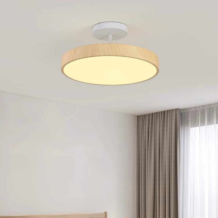 Sylva | Moderne Houtnerf Circulaire Semi-Plafondlamp