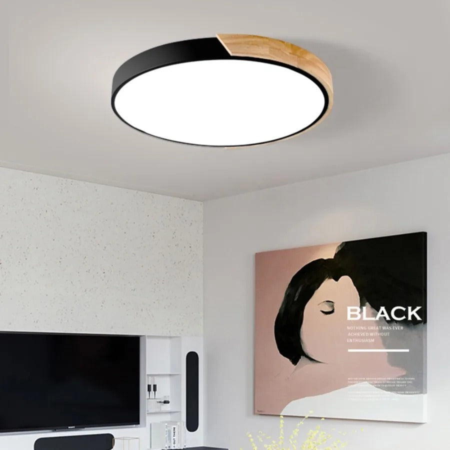 Velisca | Moderne Ronde Houten Opbouw Plafondlamp