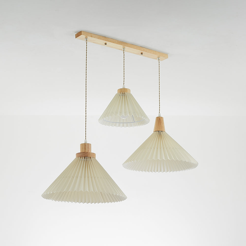 Luvithos | Architectonische Cluster Plissé Geplooide Houten Hanglamp