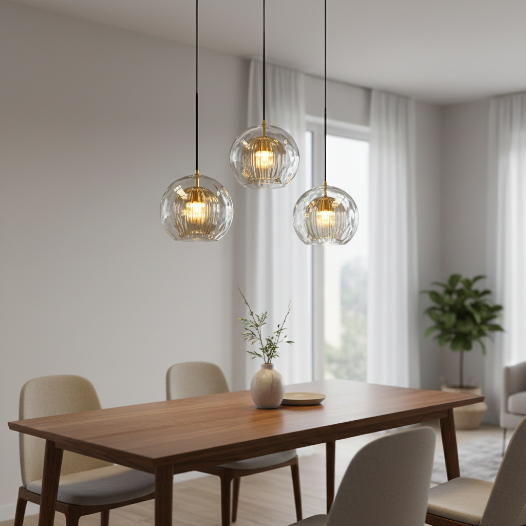 Orbia | Hedendaagse Geribbelde Globe Hanglamp