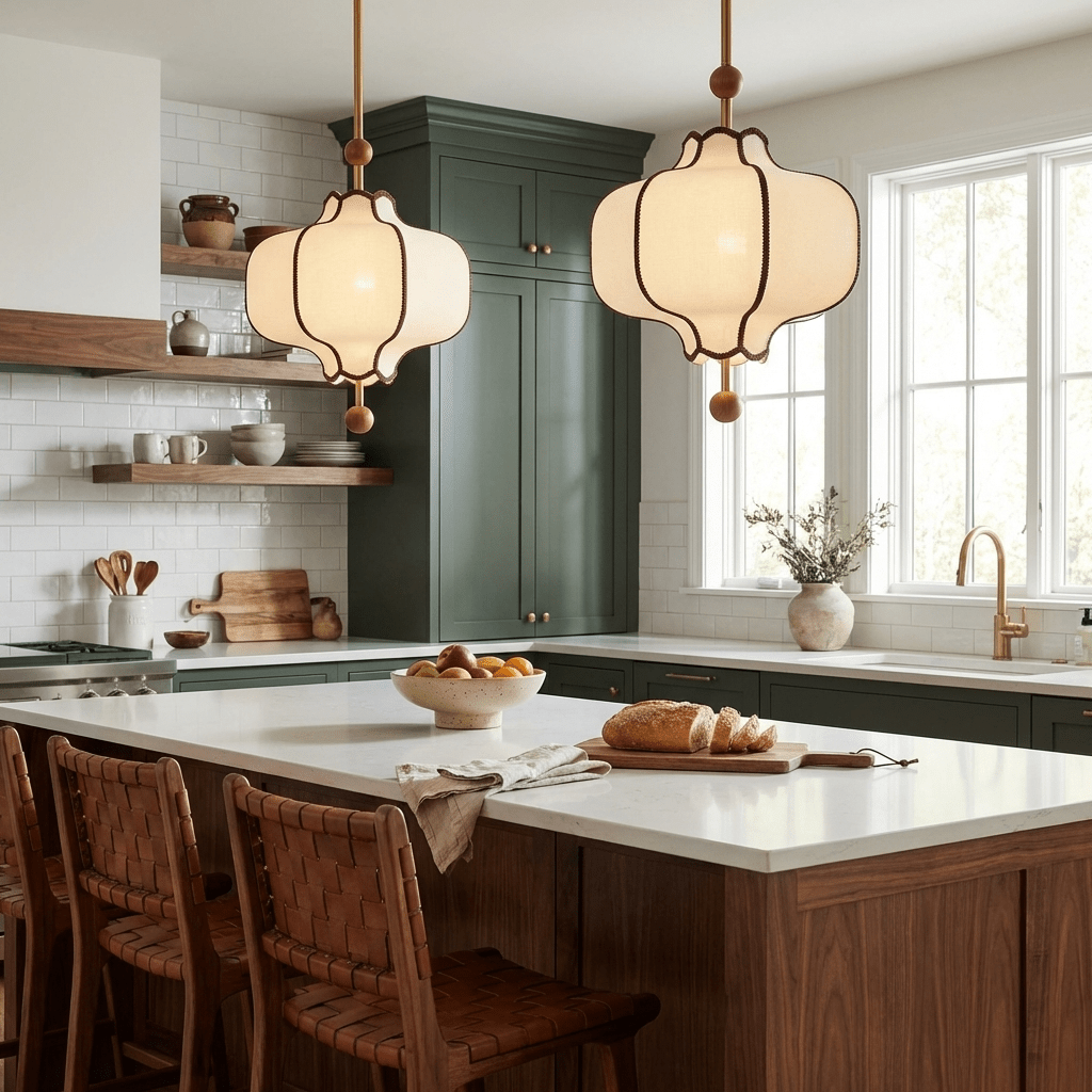 Kendrovy | Geribbelde Stoffen Lantaarn Silhouet Plafond Hanglamp