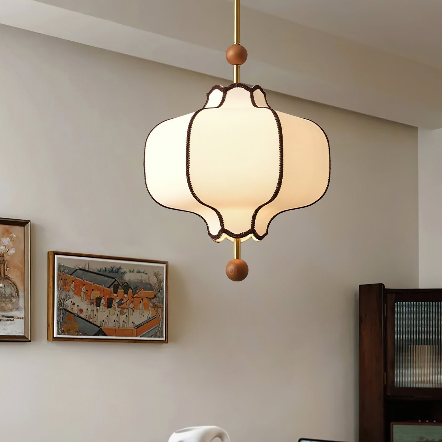 Kendrovy | Geribbelde Stoffen Lantaarn Silhouet Plafond Hanglamp
