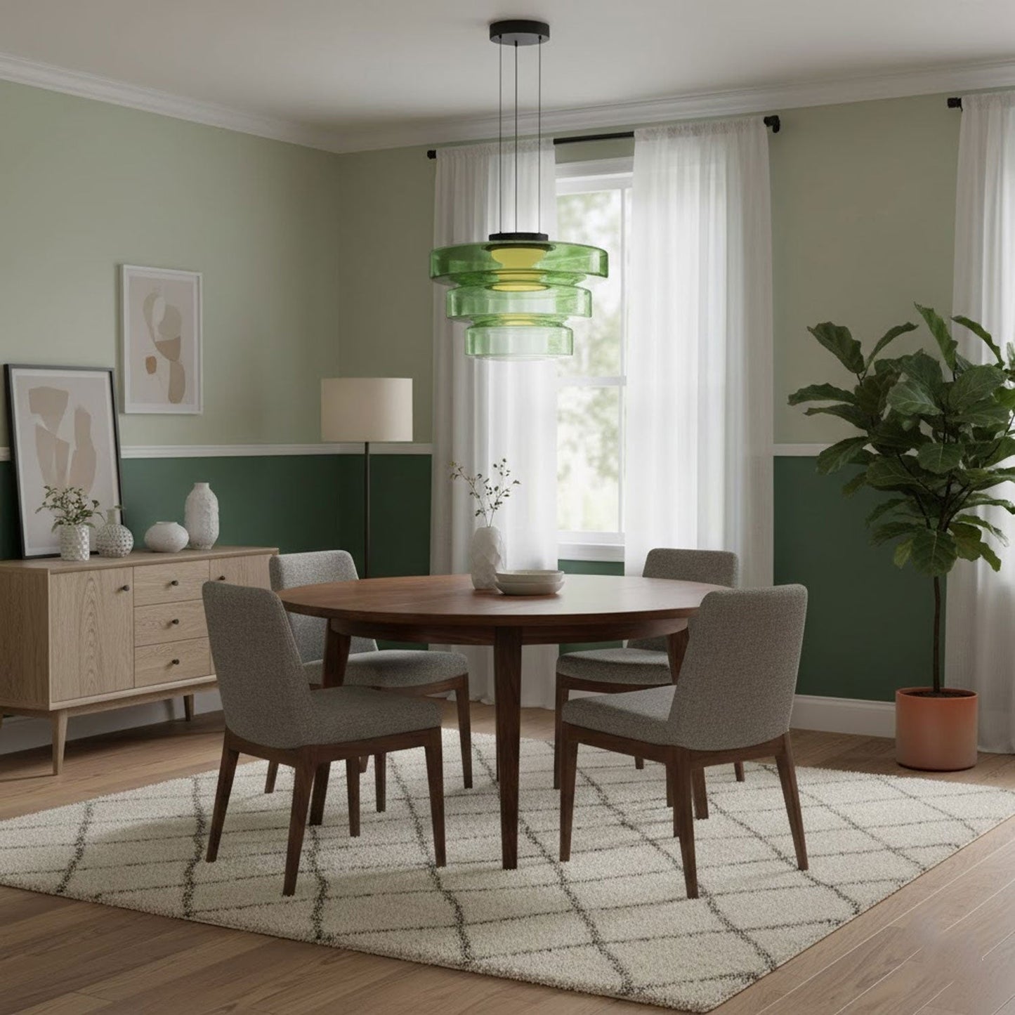 Kyntalor | Gelaagde Cirkelvormige Artistieke Glazen Hanglamp