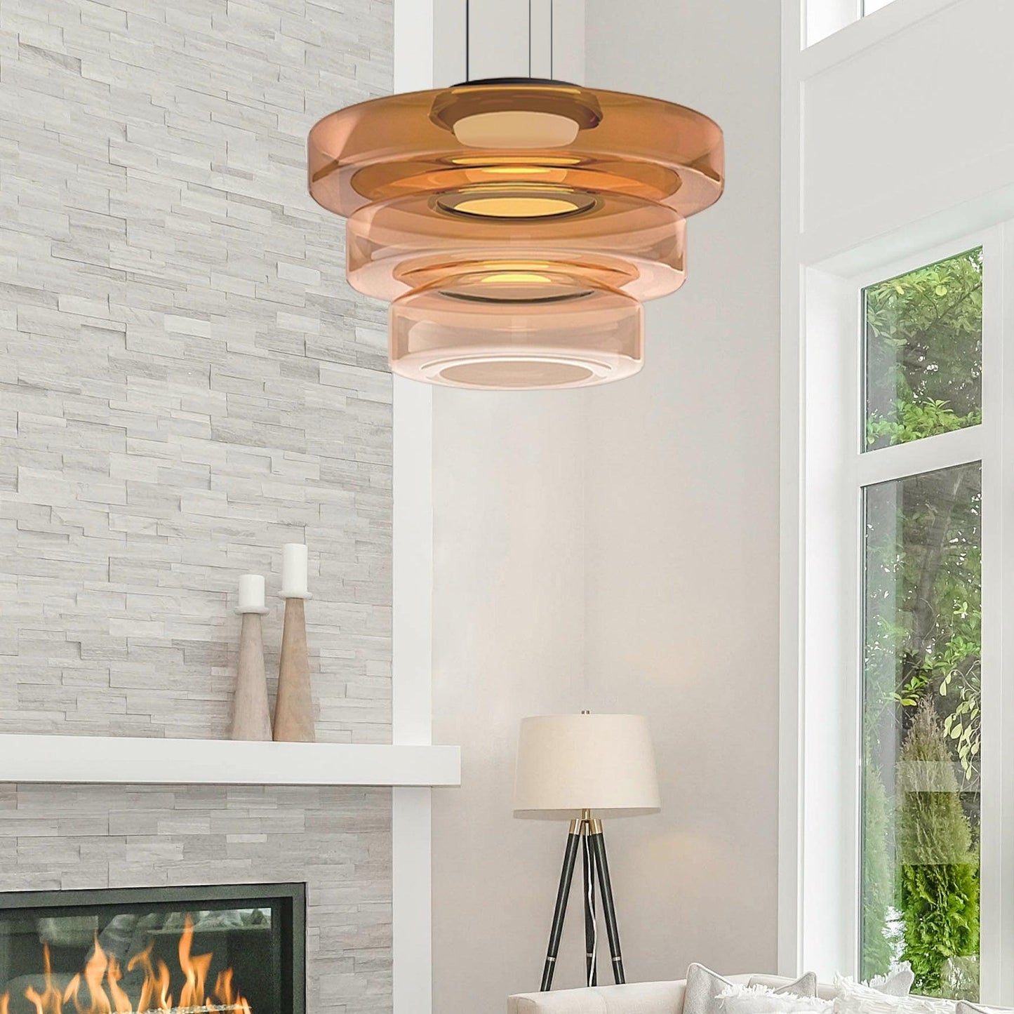 Kyntalor | Gelaagde Cirkelvormige Artistieke Glazen Hanglamp