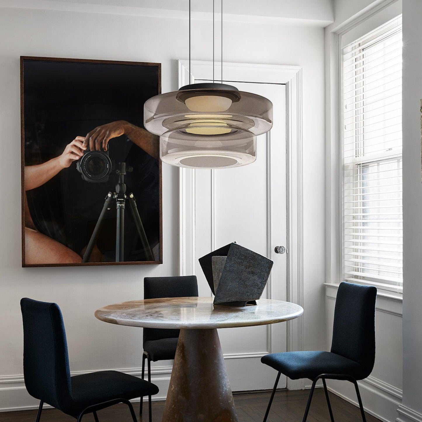 Kyntalor | Gelaagde Cirkelvormige Artistieke Glazen Hanglamp
