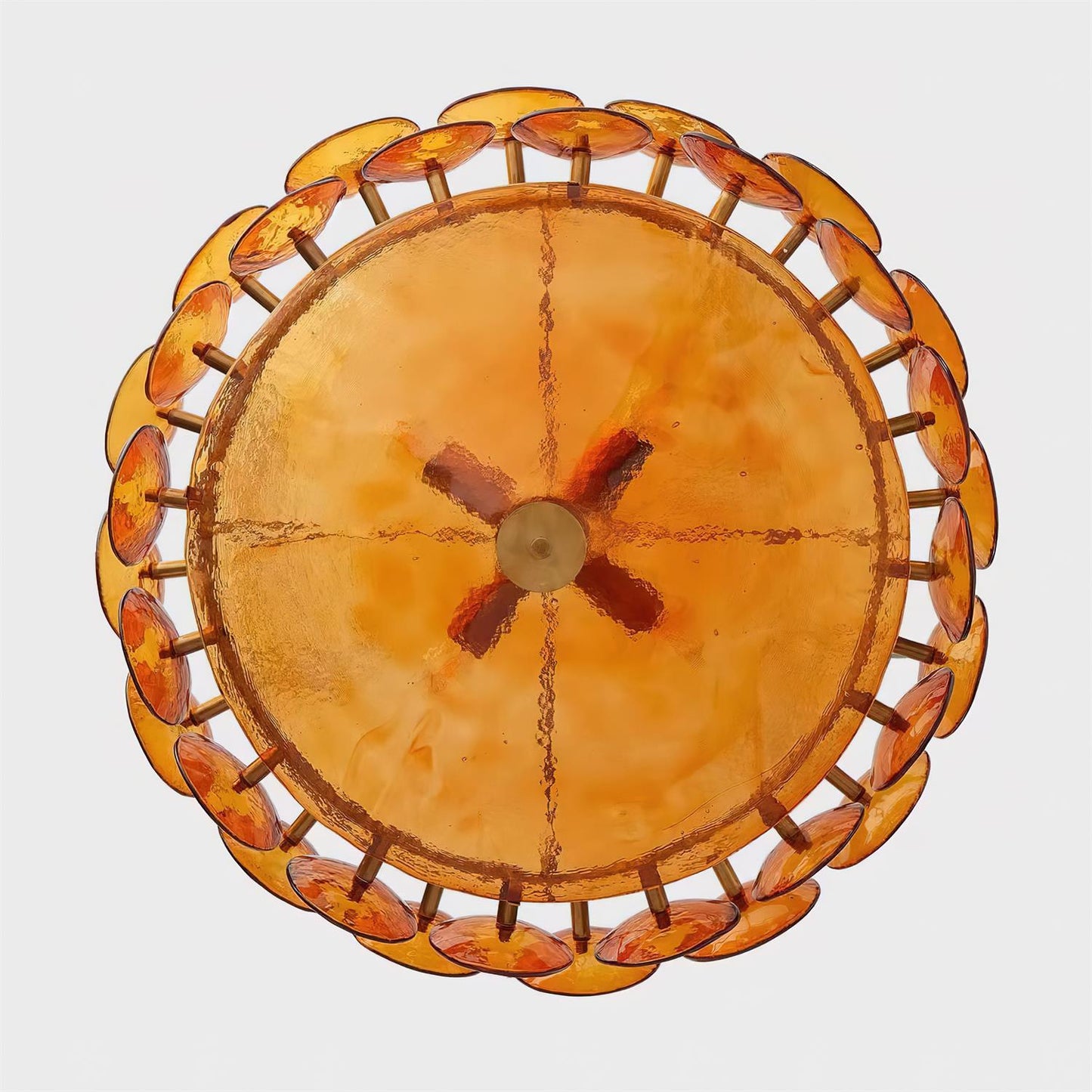 Karys | Elegante Laagjes Ronde Amber Glazen Drum Kroonluchter