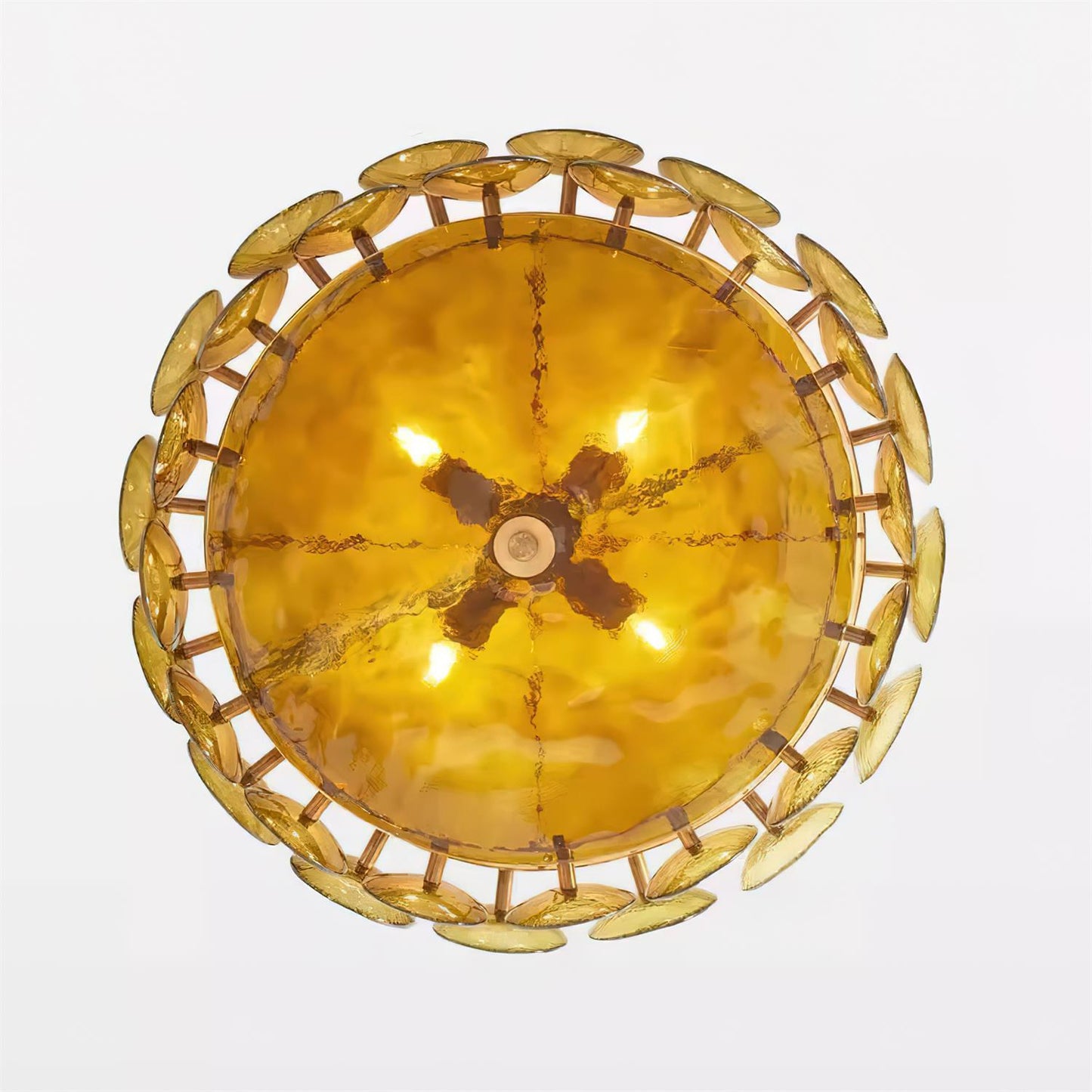 Karys | Elegante Laagjes Ronde Amber Glazen Drum Kroonluchter