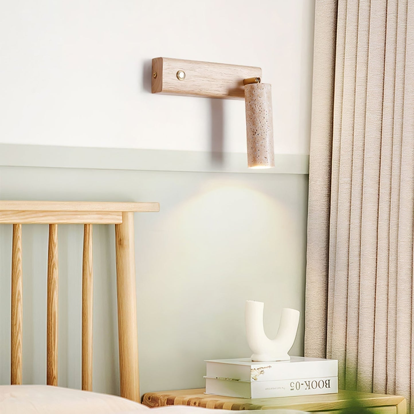 Verluxen | Strakke Cilindrische Travertijn Steen Wandlamp