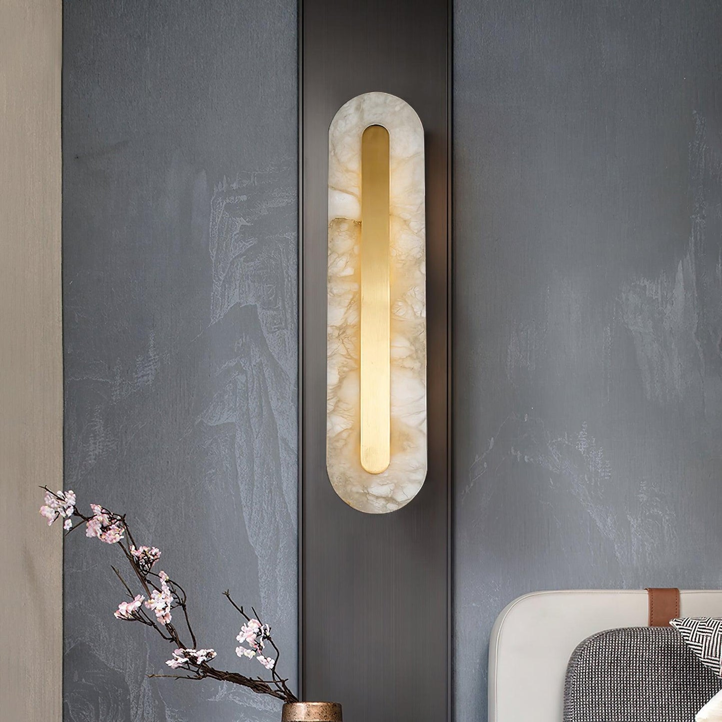 Corinthia | Albast cilindrische doorschijnende stenen wandlamp