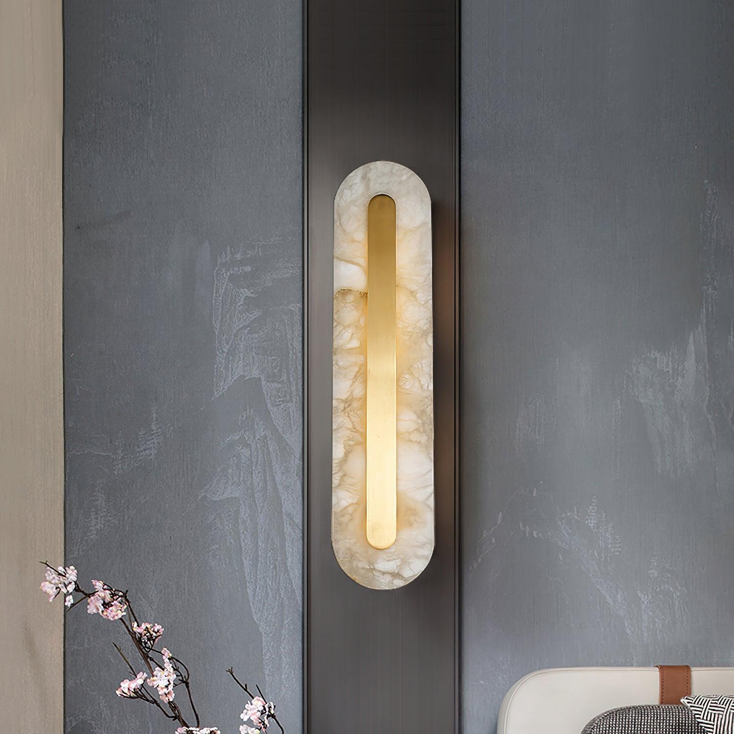 Corinthia | Albast cilindrische doorschijnende stenen wandlamp