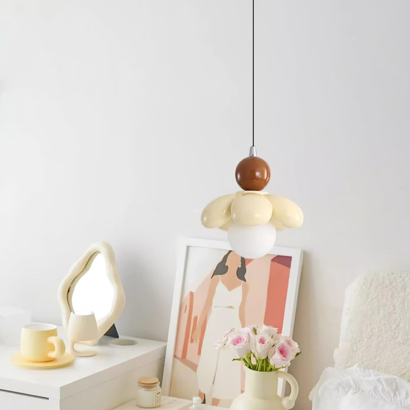 Berislys | Gesculpteerde Organische Bloem Silhouet Glazen Hanglamp