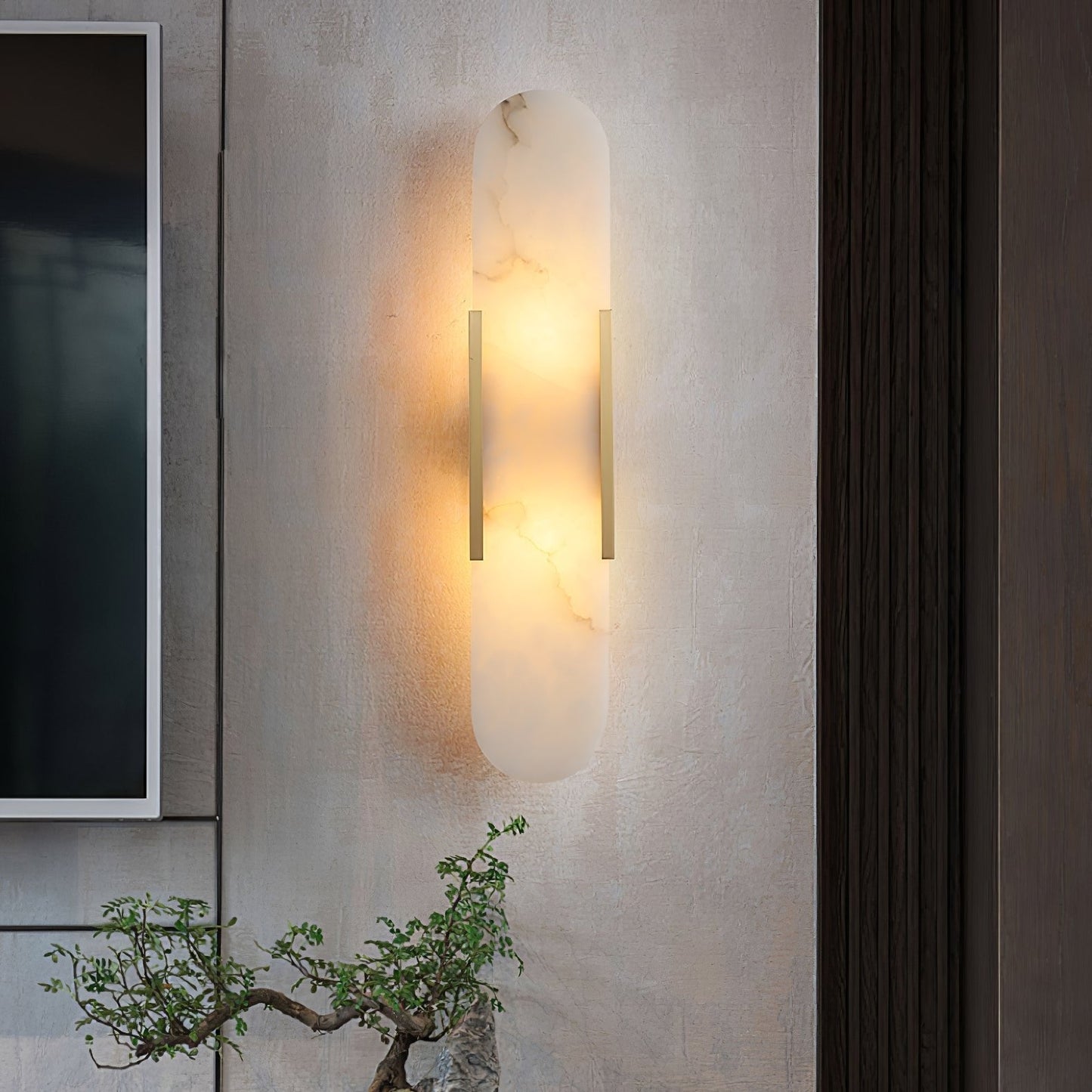 Ivalis | Moderne Verlengde Alabaster Steen Wandlamp