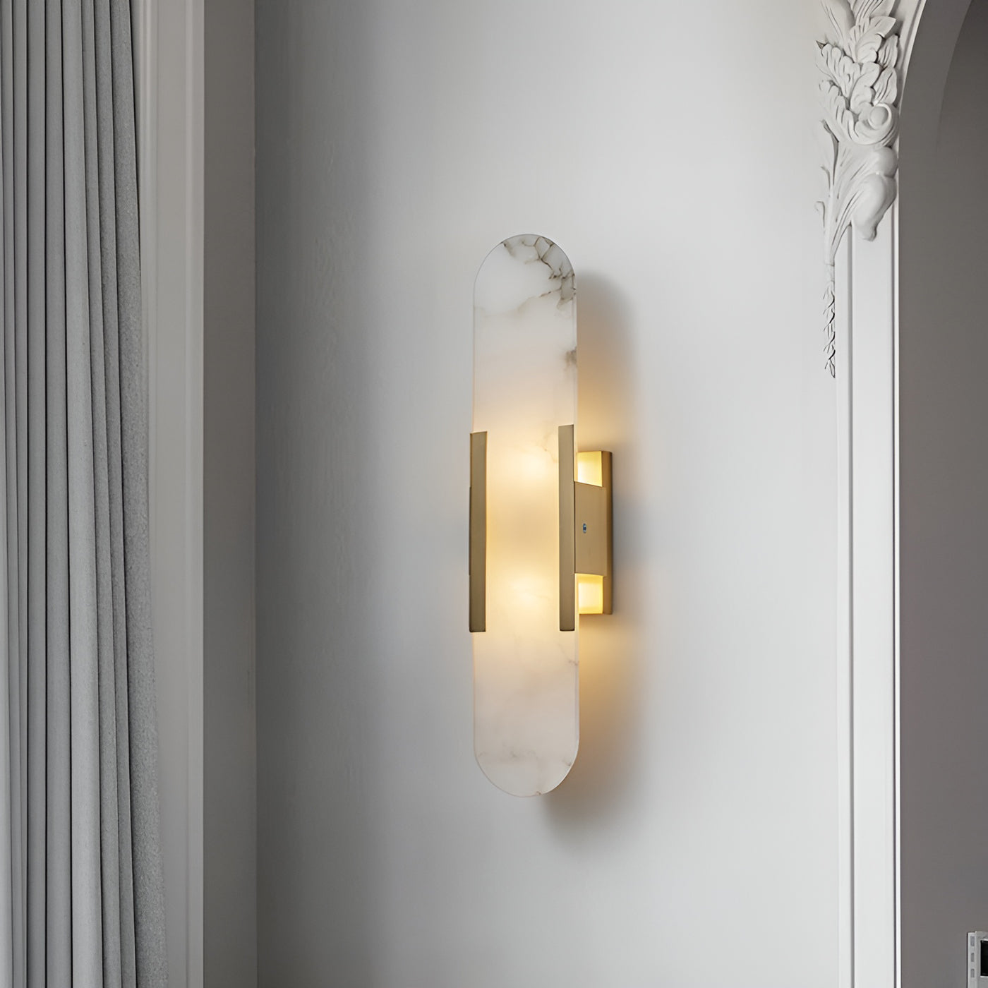 Ivalis | Moderne Verlengde Alabaster Steen Wandlamp