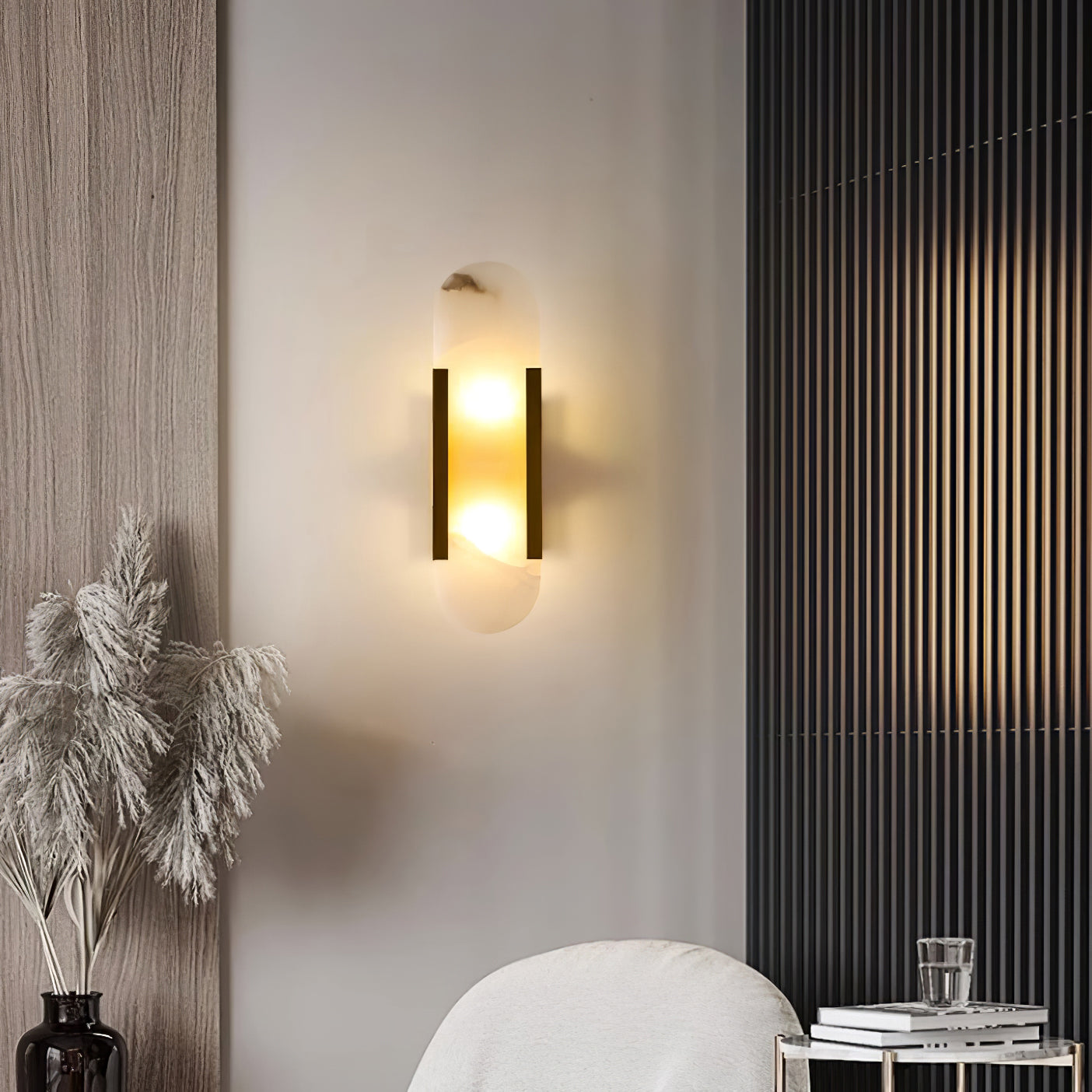 Ivalis | Moderne Verlengde Alabaster Steen Wandlamp