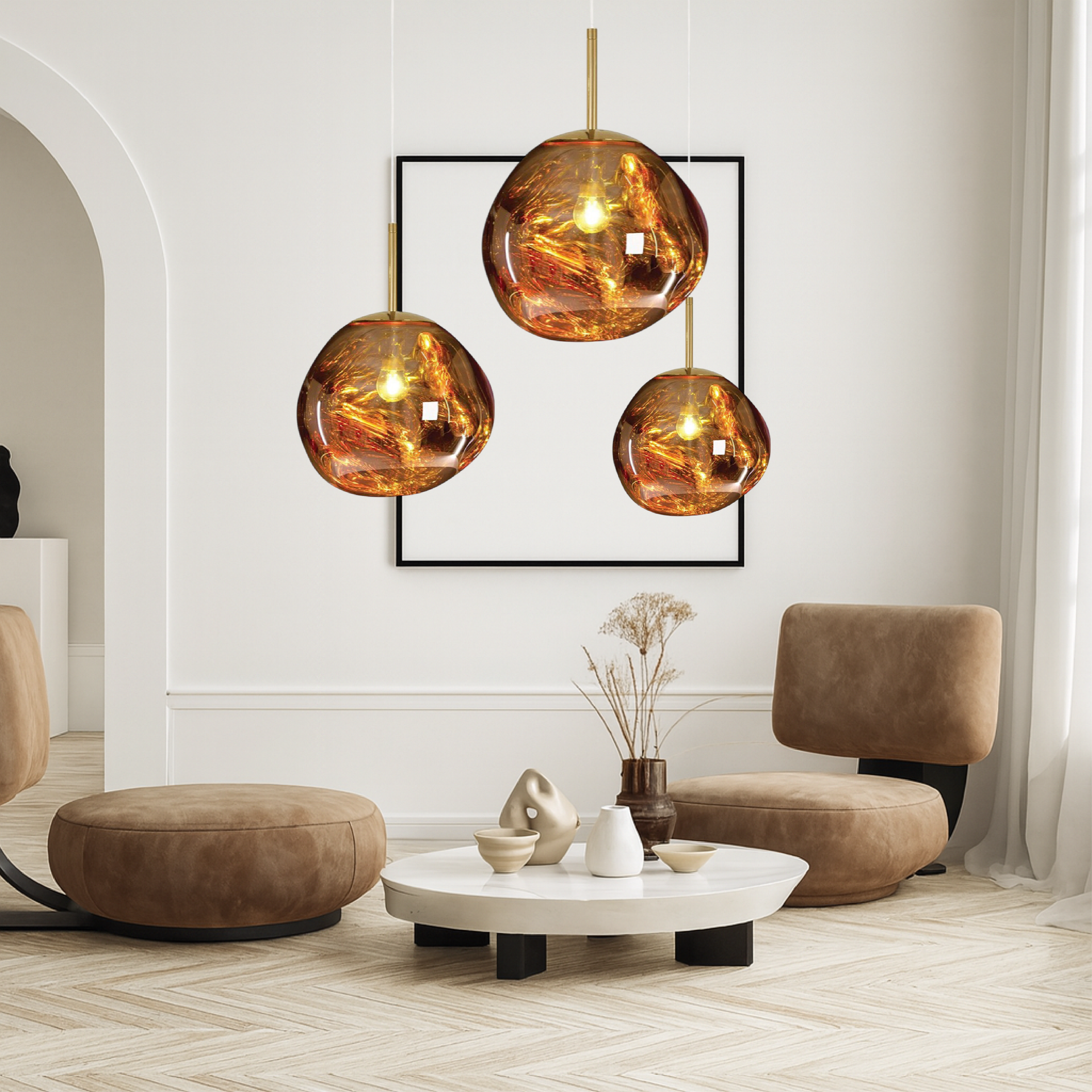 Fusio | Hedendaagse Abstracte Gesmolten Globe Hanglamp
