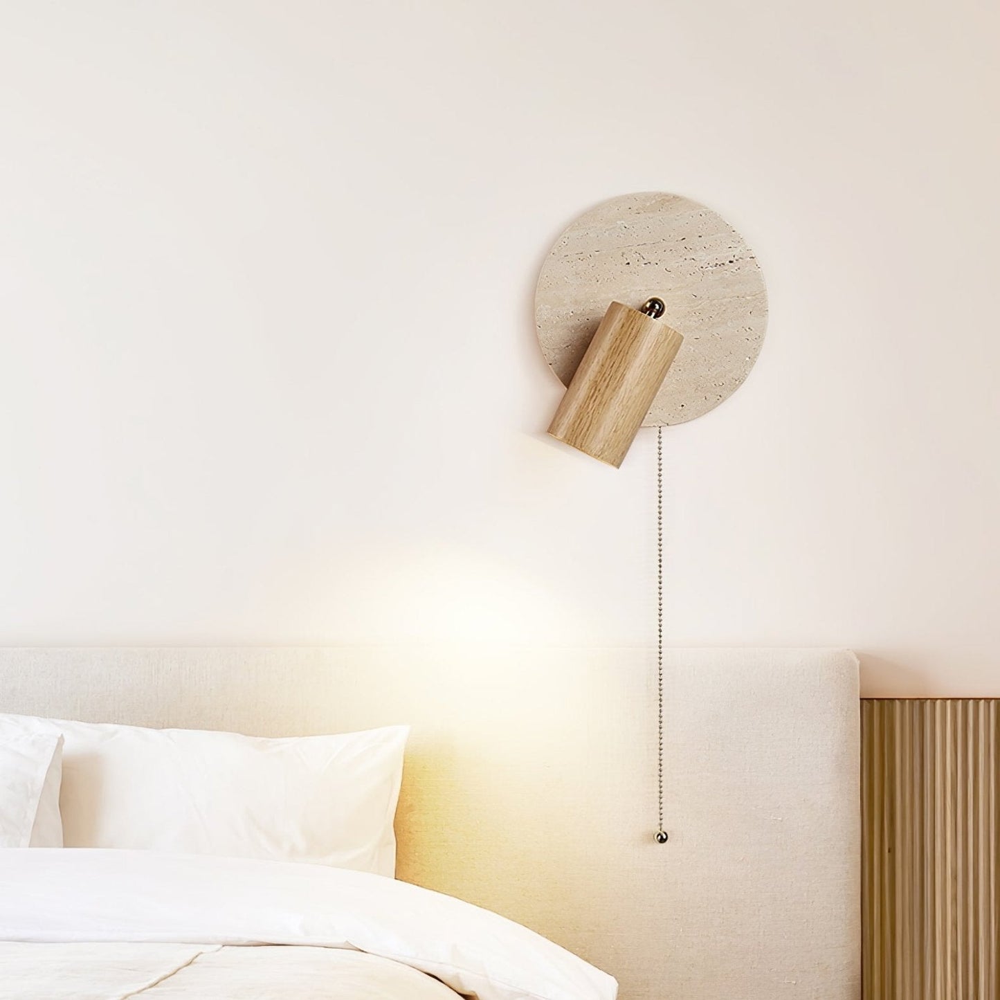 Luvidore | Sculpturale Geometrische Travertin Schijf Hanglamp Wandlamp