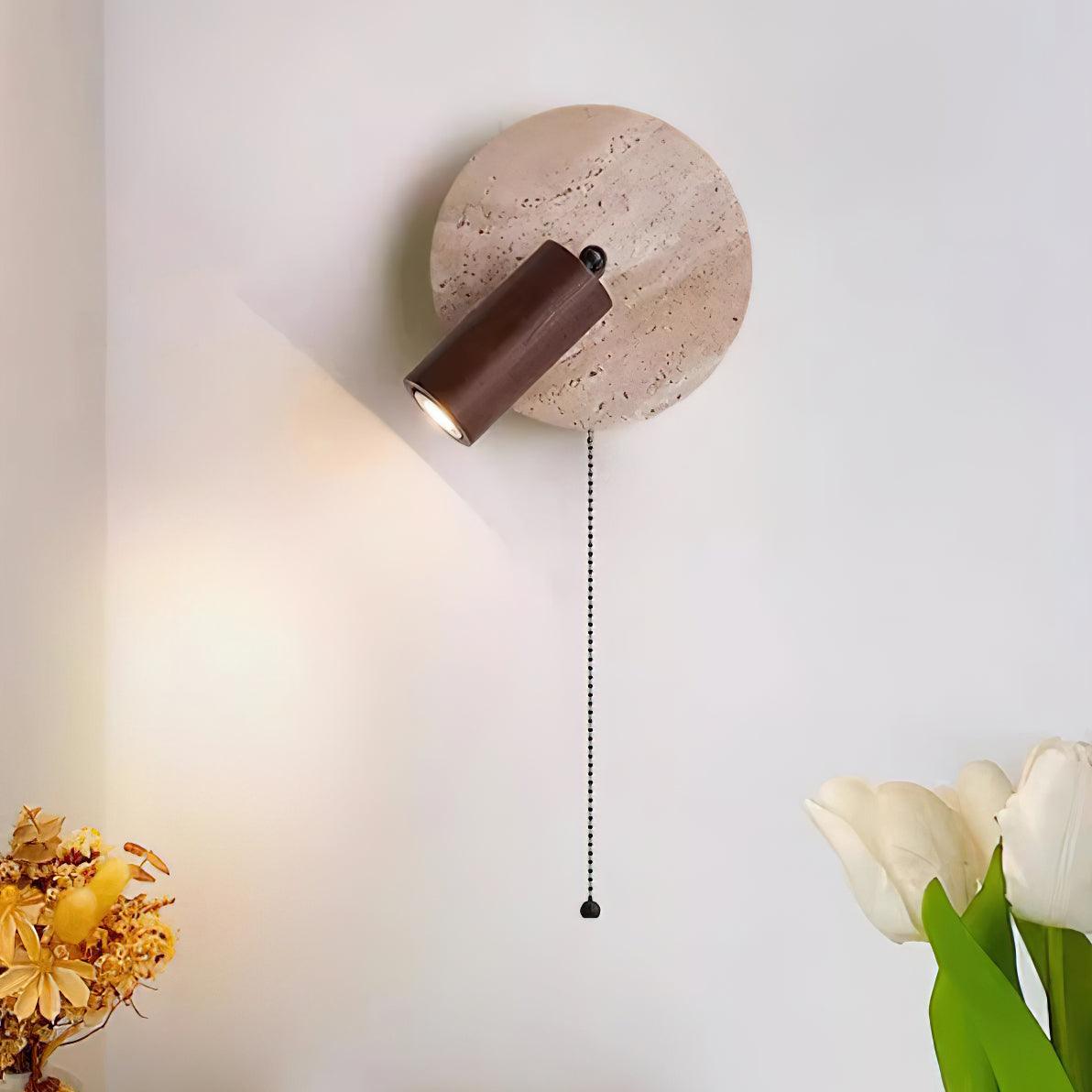 Luvidore | Sculpturale Geometrische Travertin Schijf Hanglamp Wandlamp