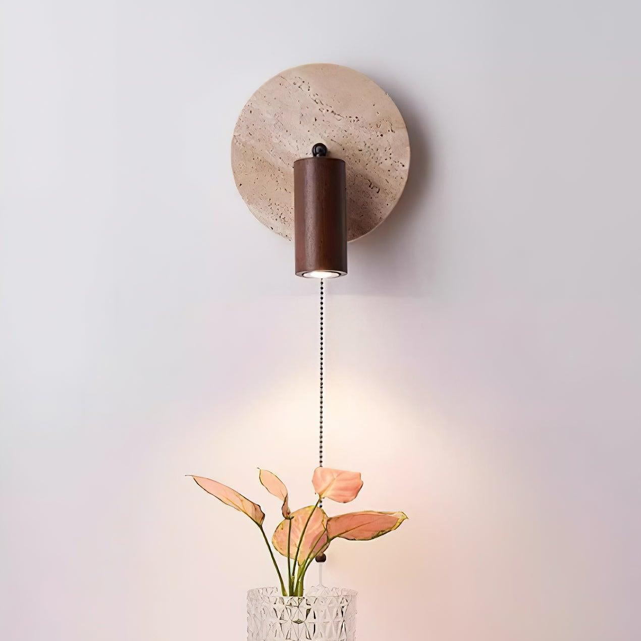 Luvidore | Sculpturale Geometrische Travertin Schijf Hanglamp Wandlamp