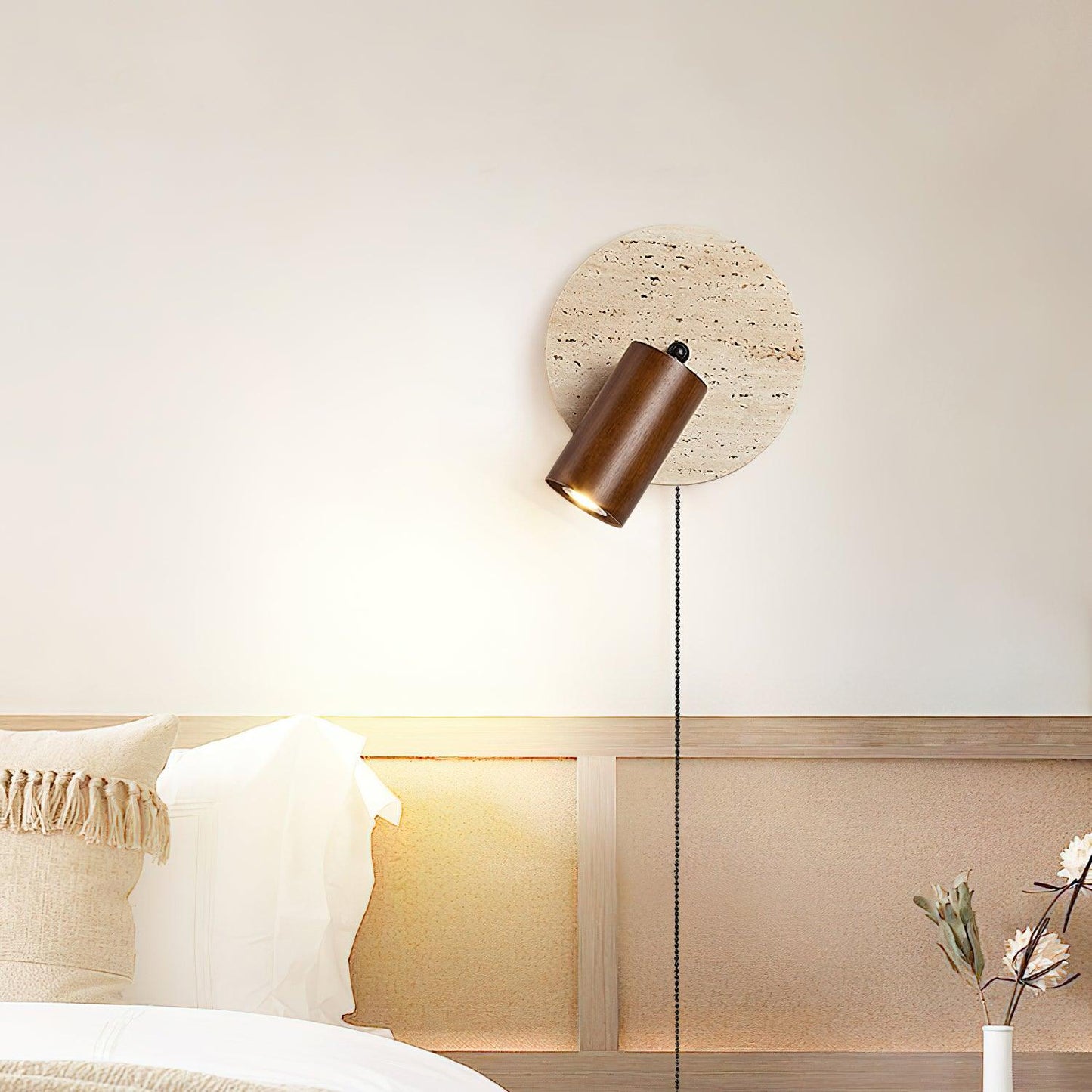 Luvidore | Sculpturale Geometrische Travertin Schijf Hanglamp Wandlamp