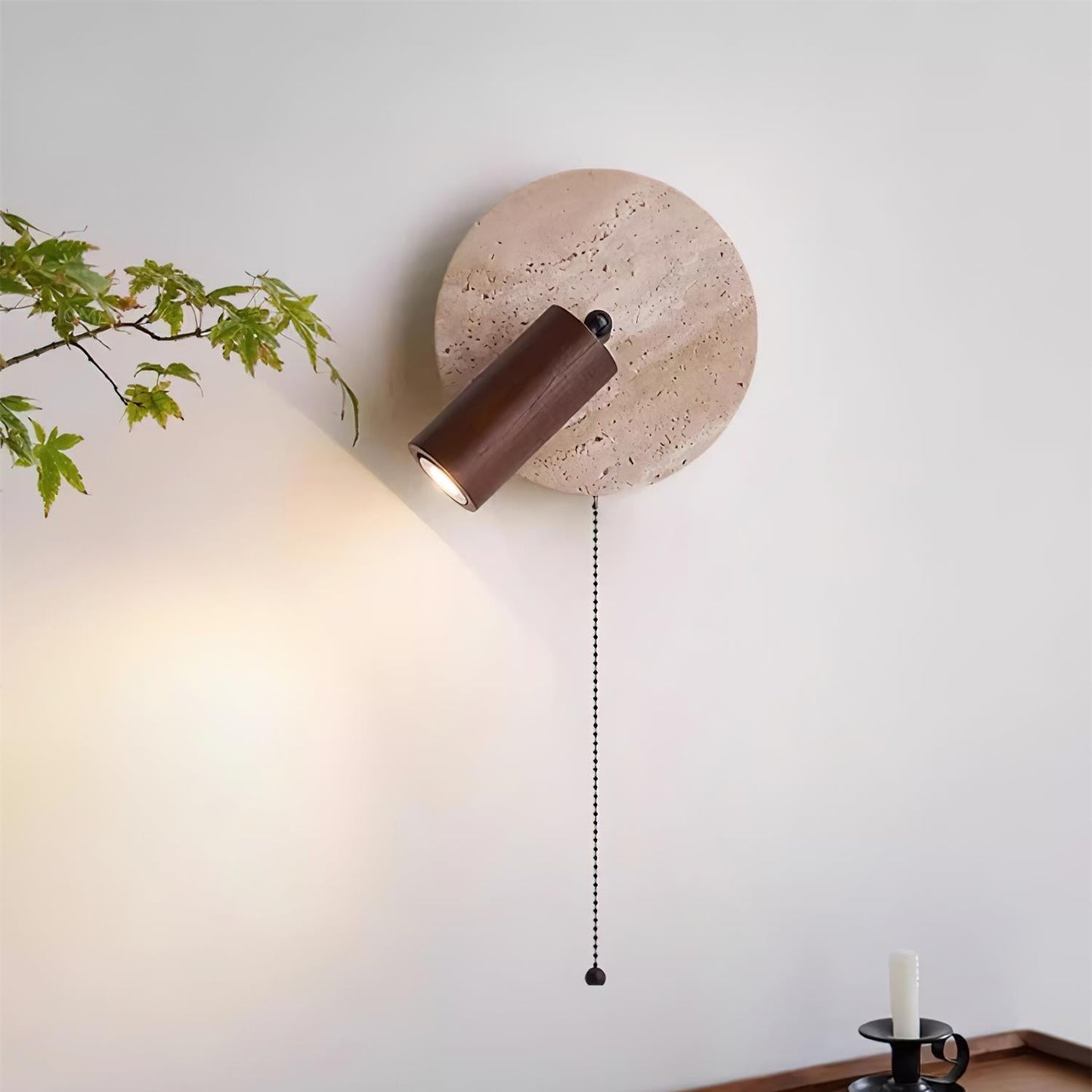 Luvidore | Sculpturale Geometrische Travertin Schijf Hanglamp Wandlamp