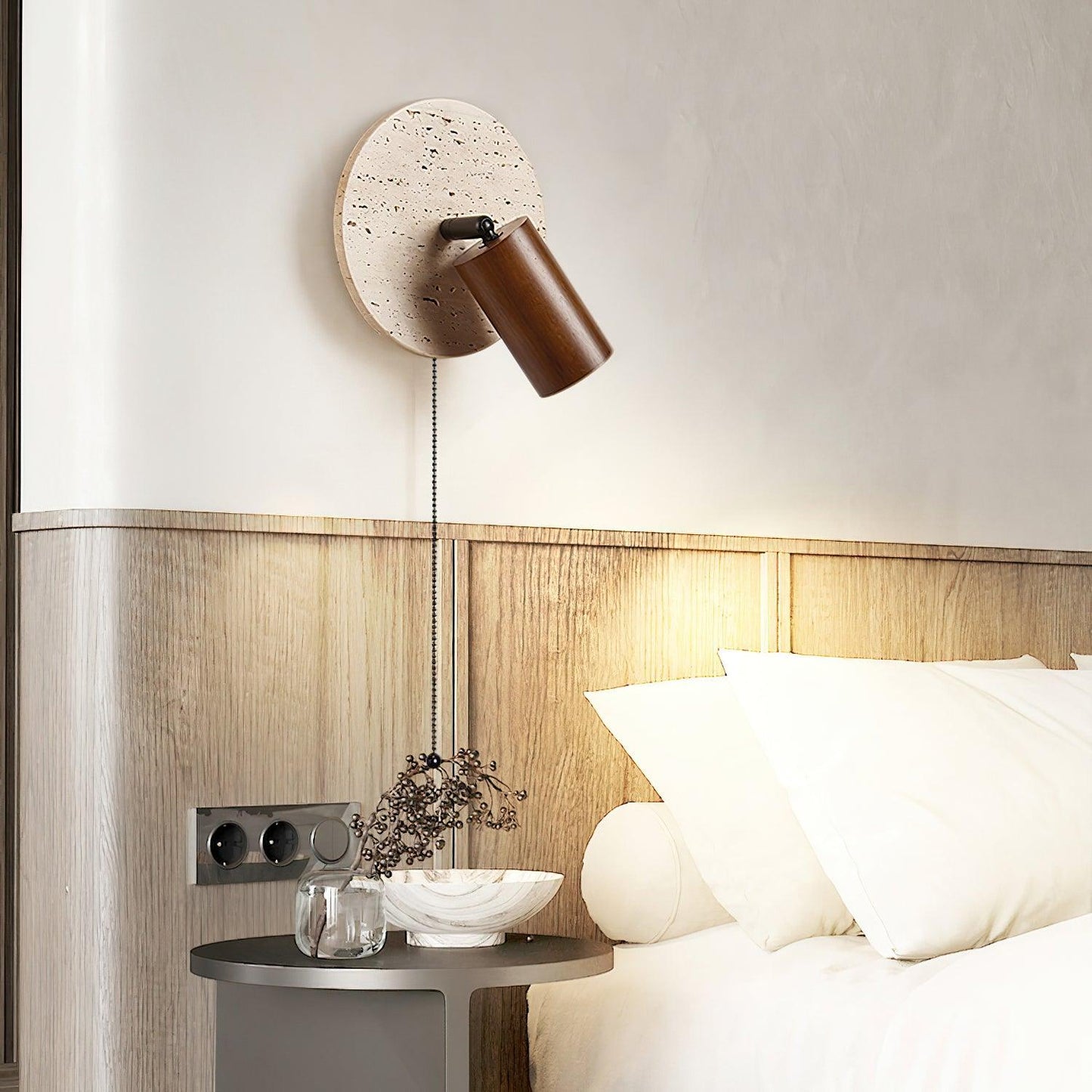 Luvidore | Sculpturale Geometrische Travertin Schijf Hanglamp Wandlamp
