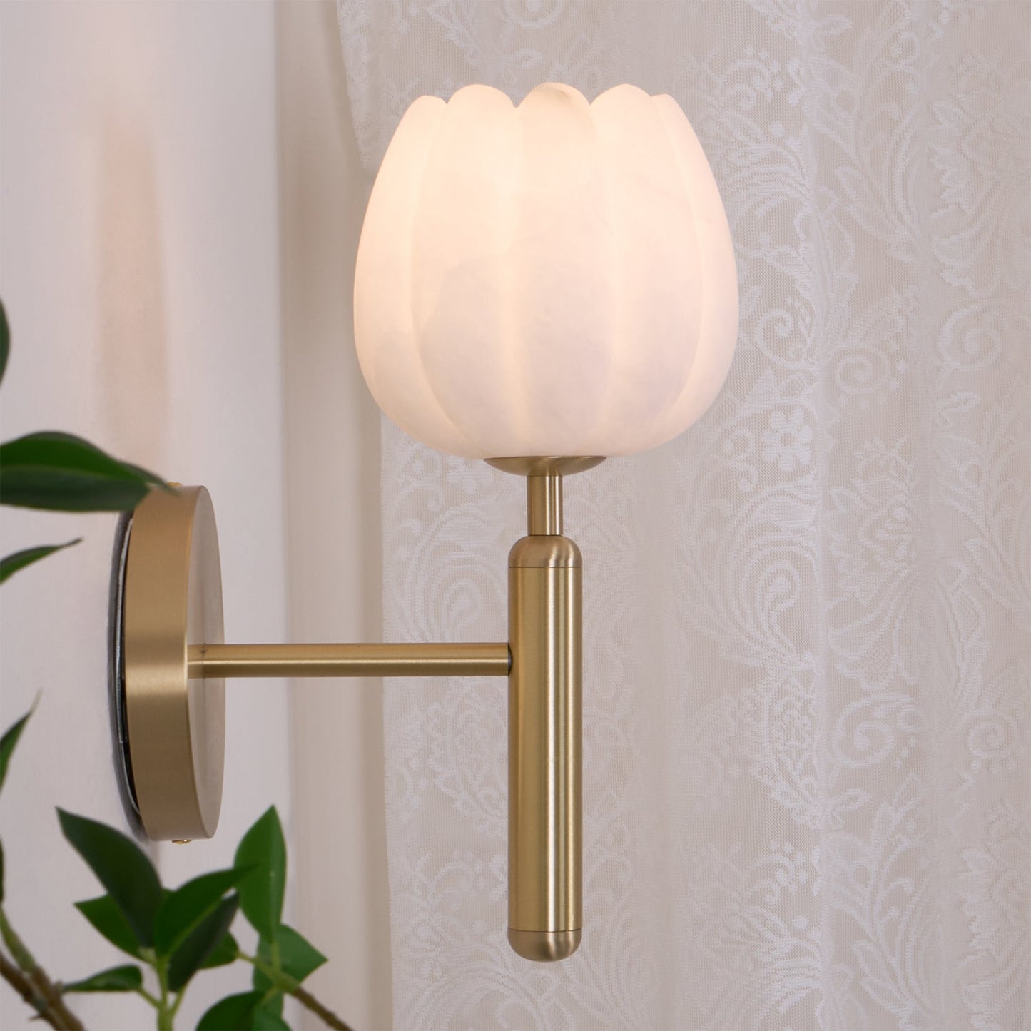 Lyhose | Botanische Alabaster Steen Bloem Sculptuur Wandlamp
