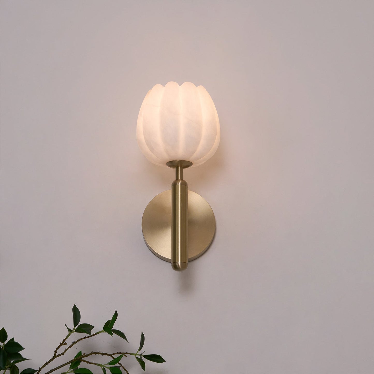 Lyhose | Botanische Alabaster Steen Bloem Sculptuur Wandlamp
