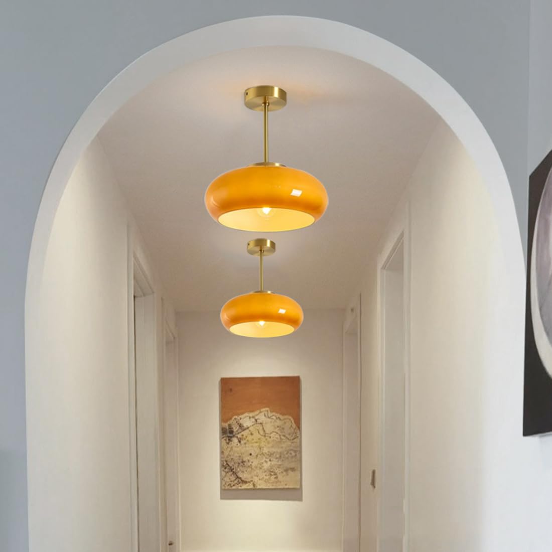 Vitrea | Retro Glanzende Koepel Semi Flush Plafondlamp