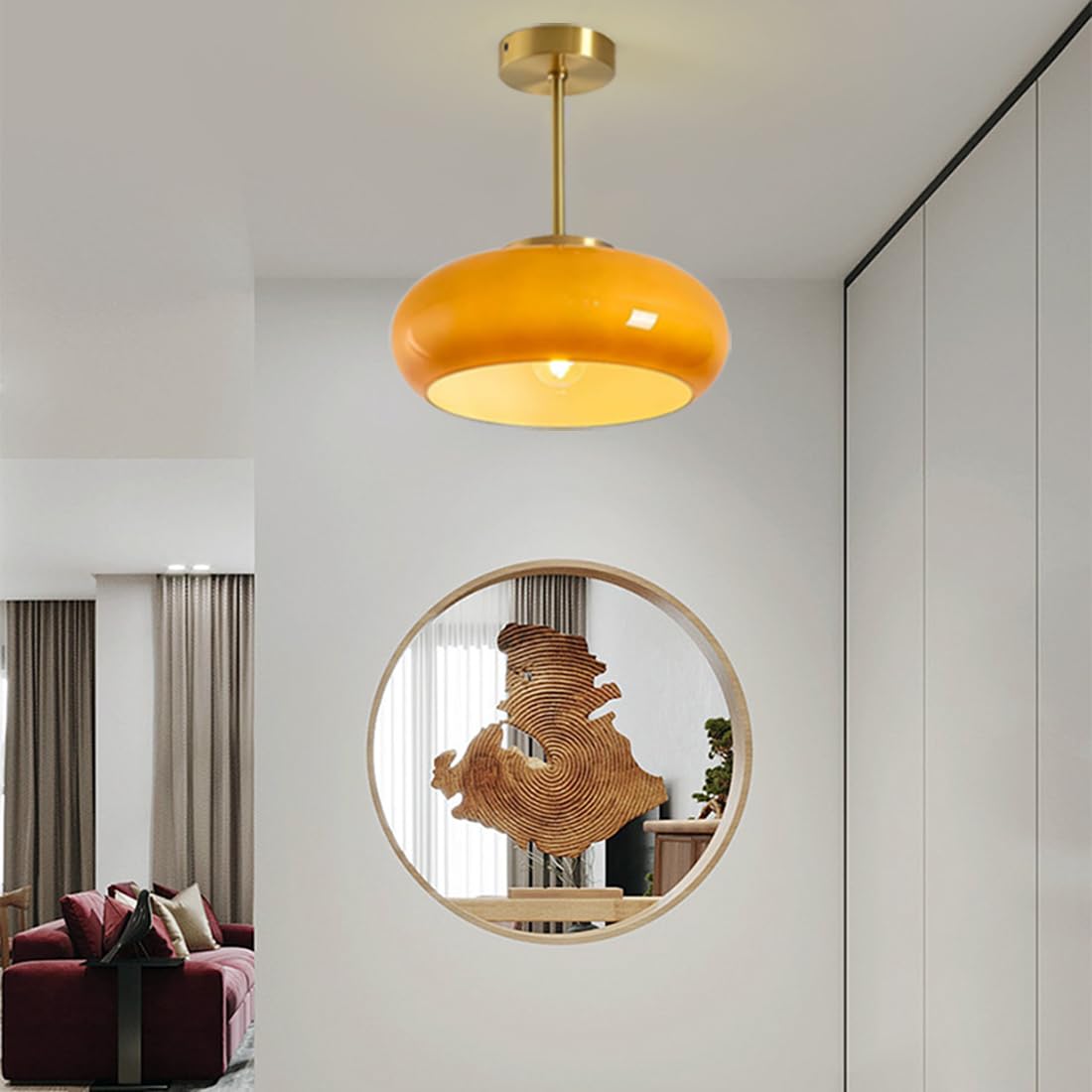 Vitrea | Retro Glanzende Koepel Semi Flush Plafondlamp