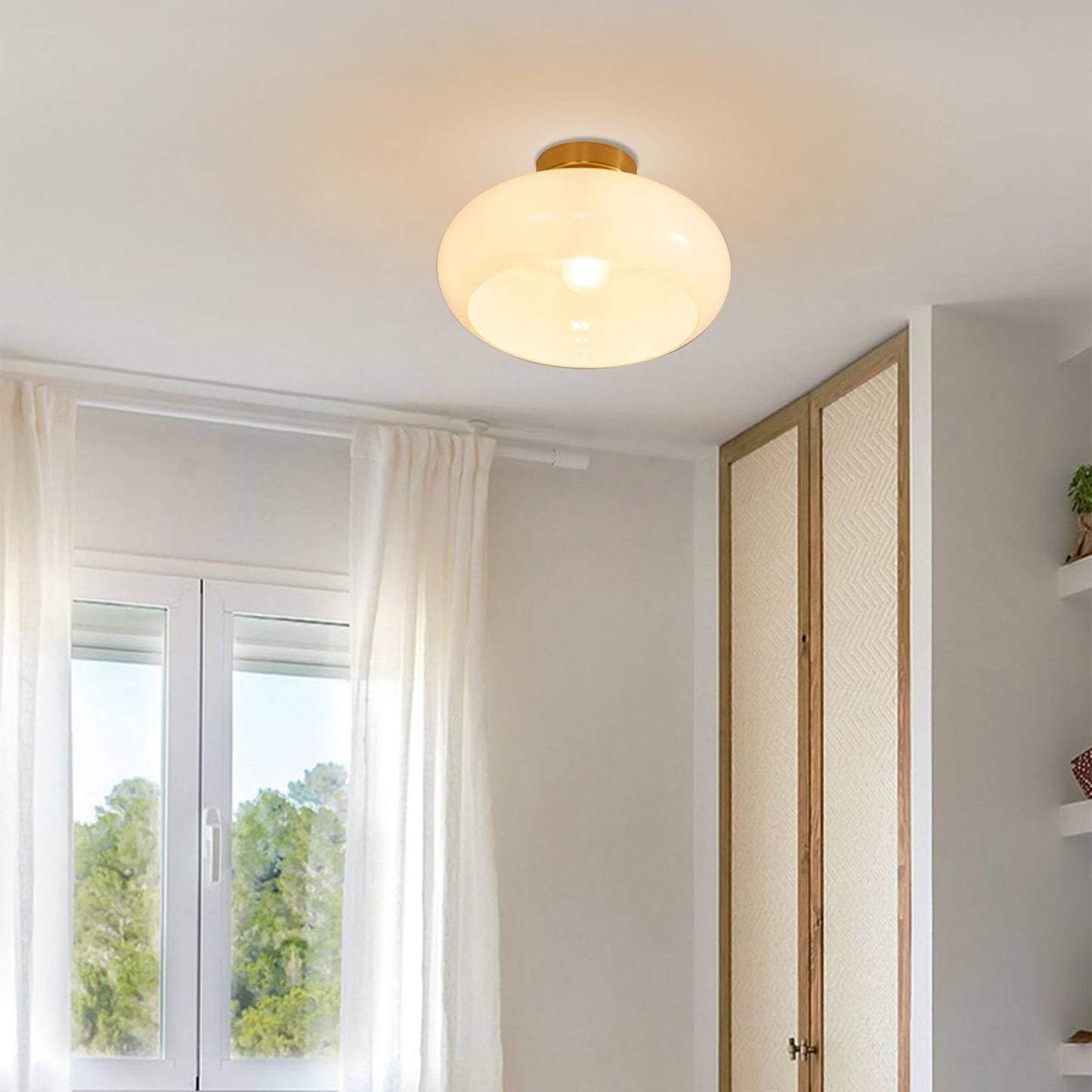 Vitrea | Retro Glanzende Koepel Semi Flush Plafondlamp