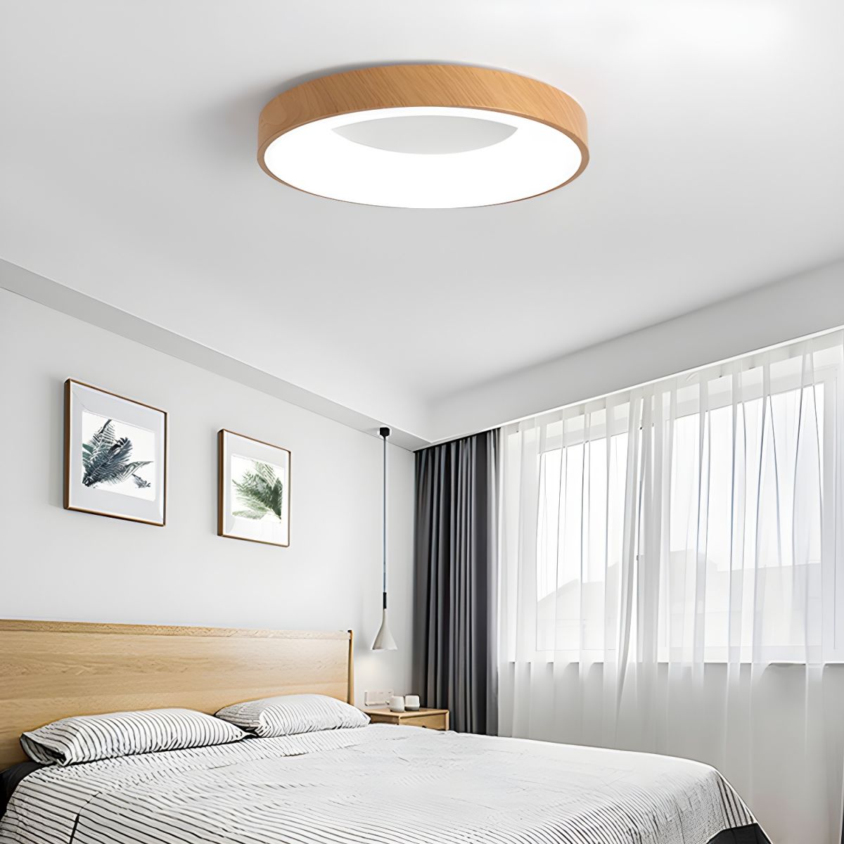 Lythara | Noordse Houten Inbouw Circulaire LED Plafondlamp