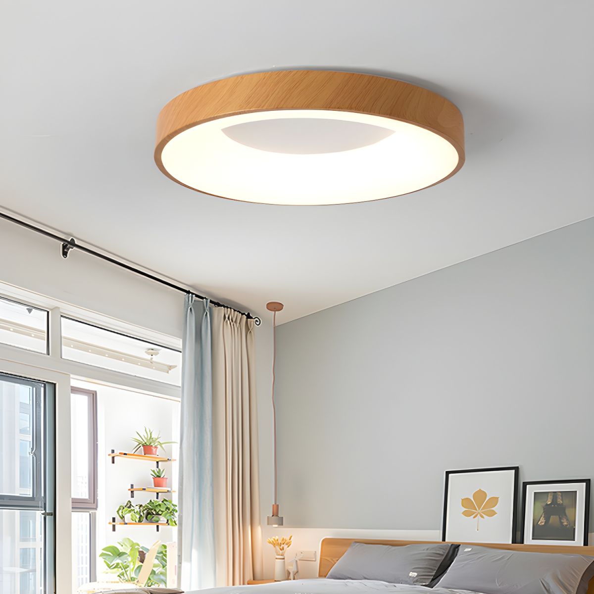 Lythara | Noordse Houten Inbouw Circulaire LED Plafondlamp