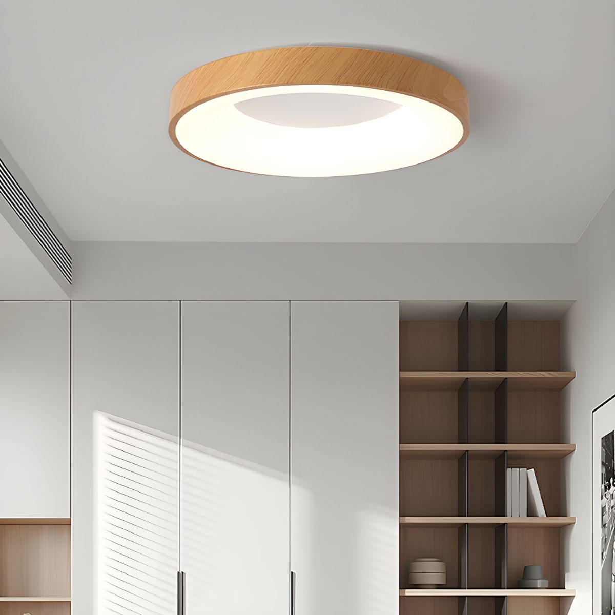 Lythara | Noordse Houten Inbouw Circulaire LED Plafondlamp