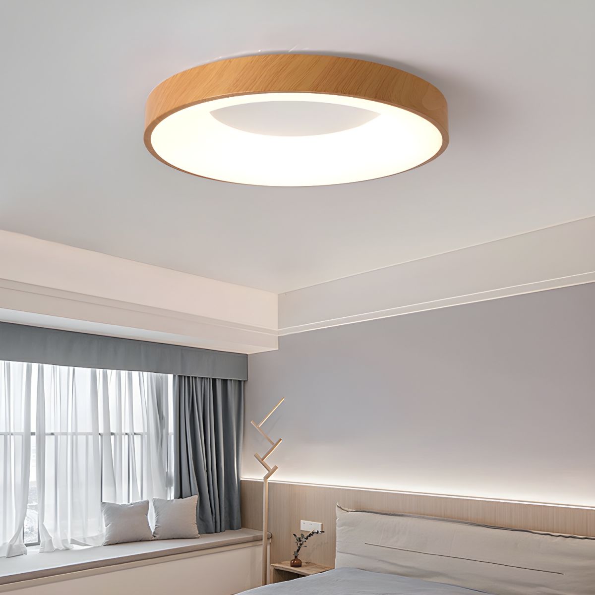 Lythara | Noordse Houten Inbouw Circulaire LED Plafondlamp