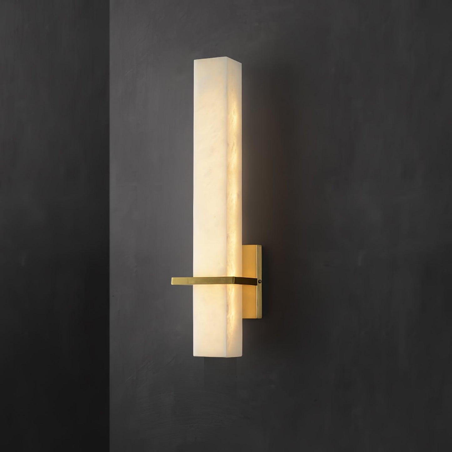 Litta | Luxe Cuboid Witte Alabaster en Messing Wandlamp