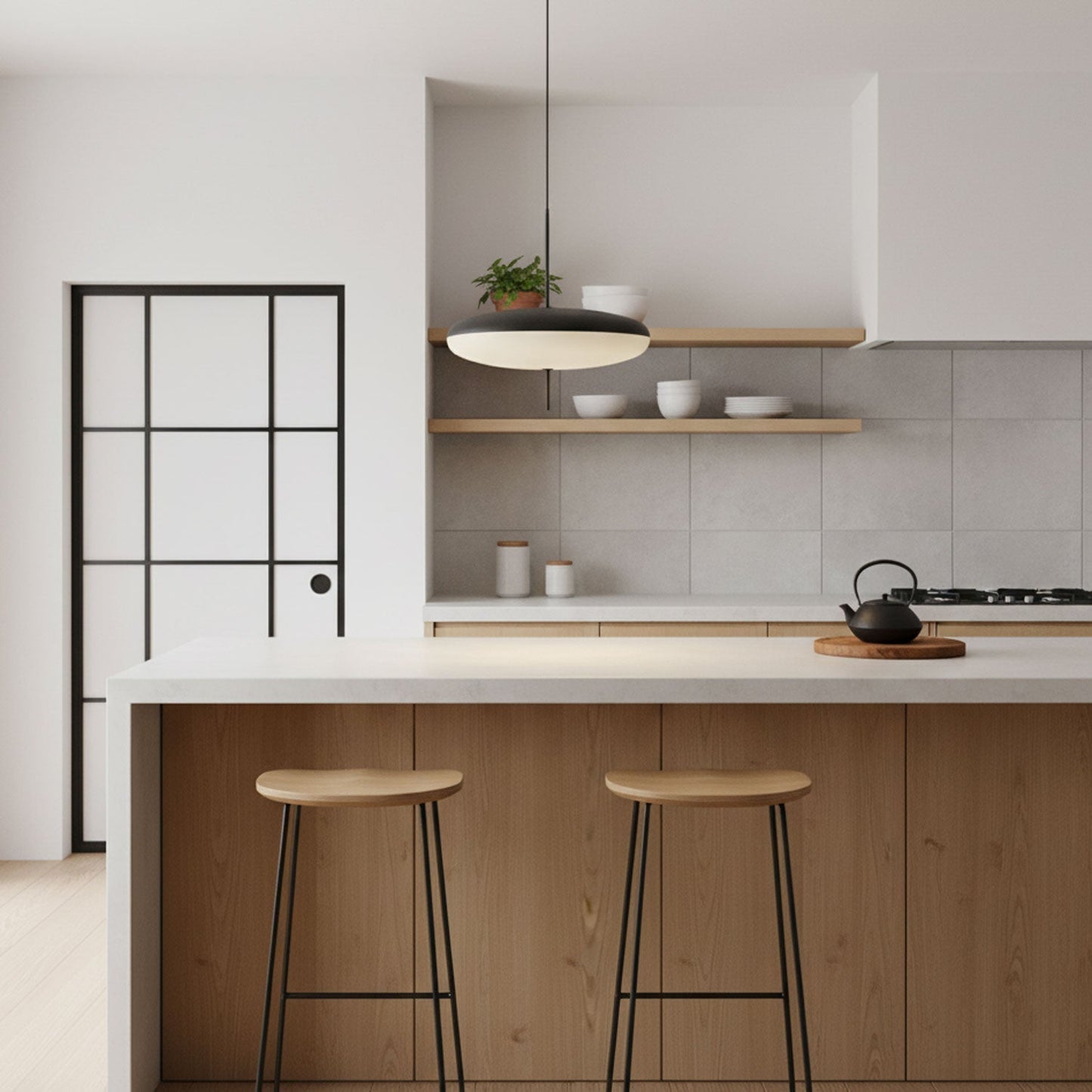 Belthorim | Opalescente Schijf Silhouet Minimalistische Hanglamp