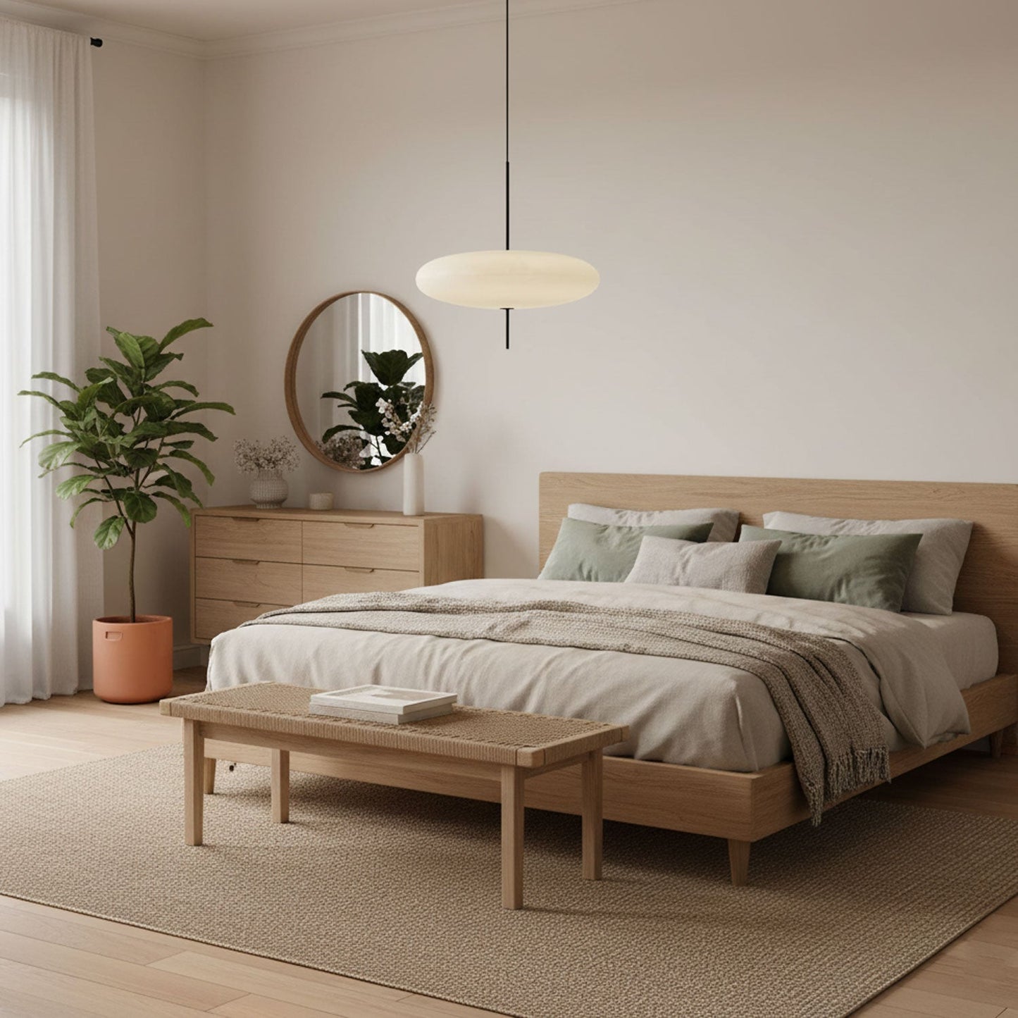 Belthorim | Opalescente Schijf Silhouet Minimalistische Hanglamp