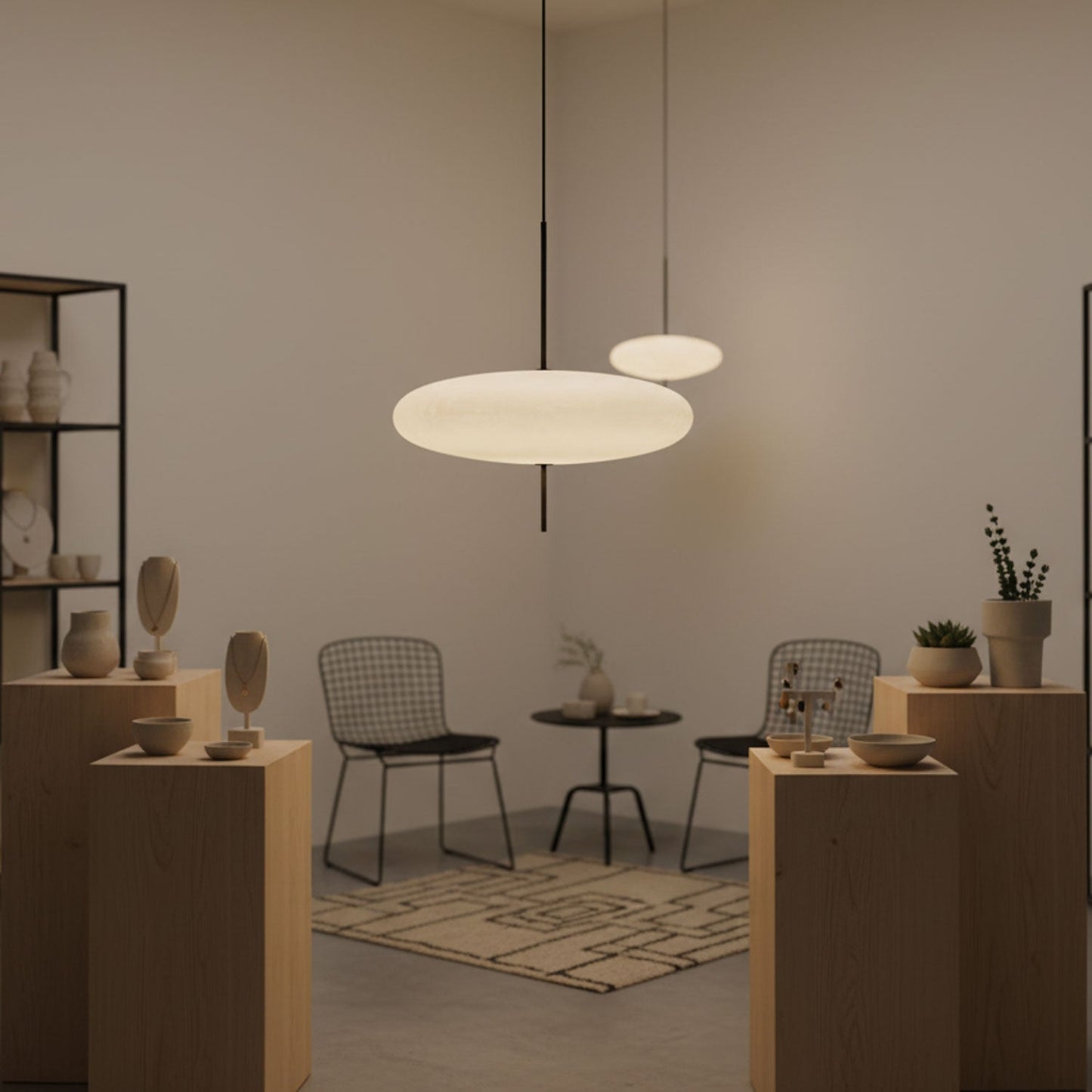 Belthorim | Opalescente Schijf Silhouet Minimalistische Hanglamp