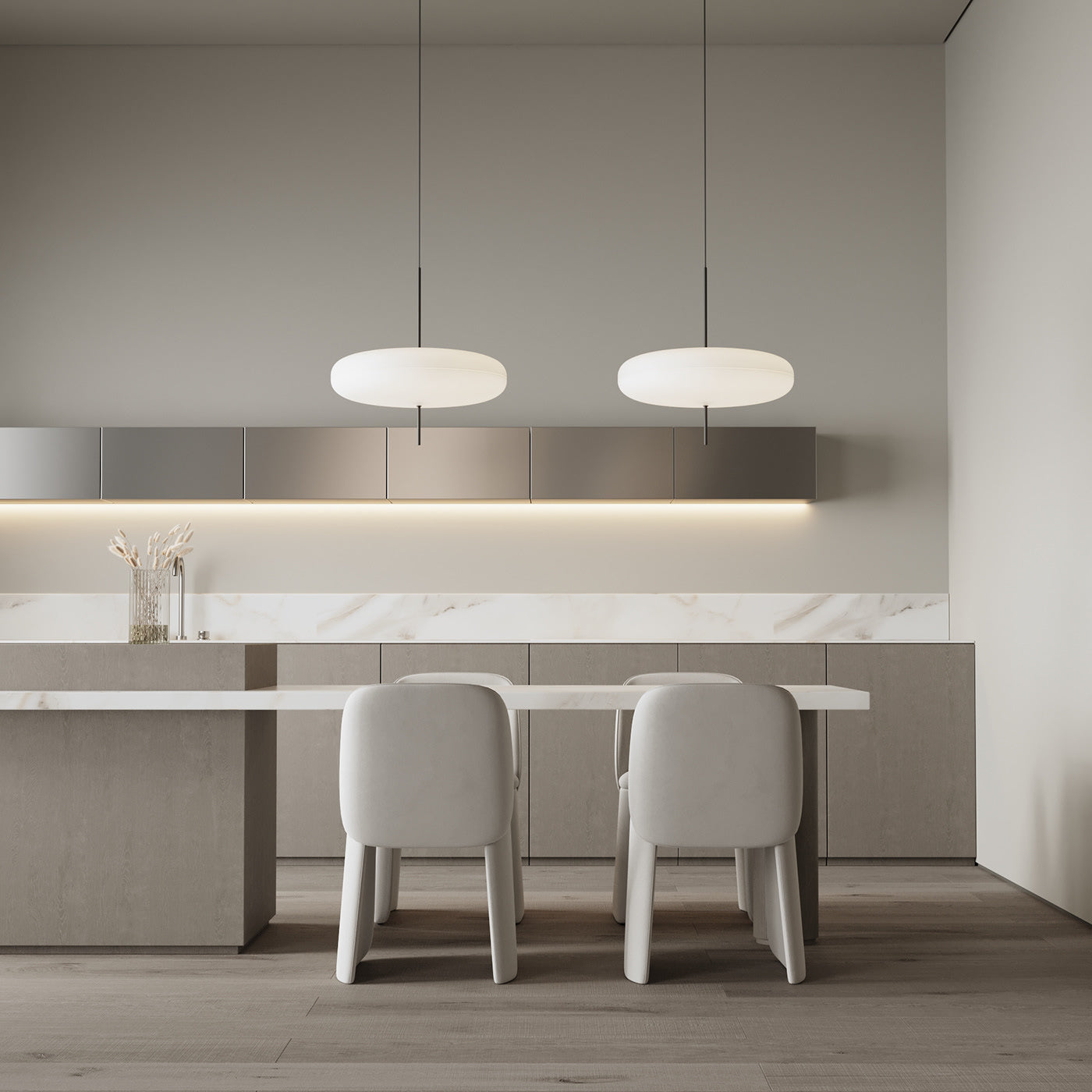 Belthorim | Opalescente Schijf Silhouet Minimalistische Hanglamp