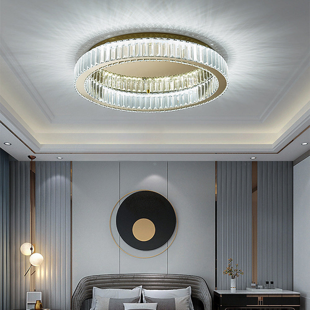 Aure | Elegante Gouden Kristallen Ring Plafondlamp