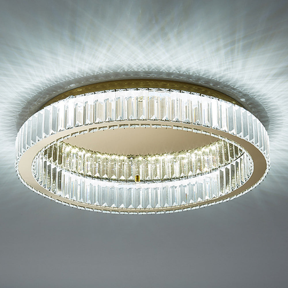 Aure | Elegante Gouden Kristallen Ring Plafondlamp