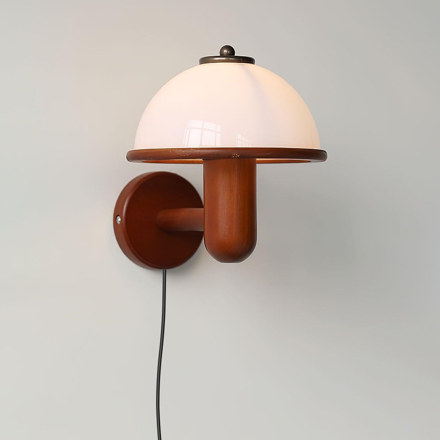 Belmontis | Paddenstoel silhouet gebogen houten kap wandlamp