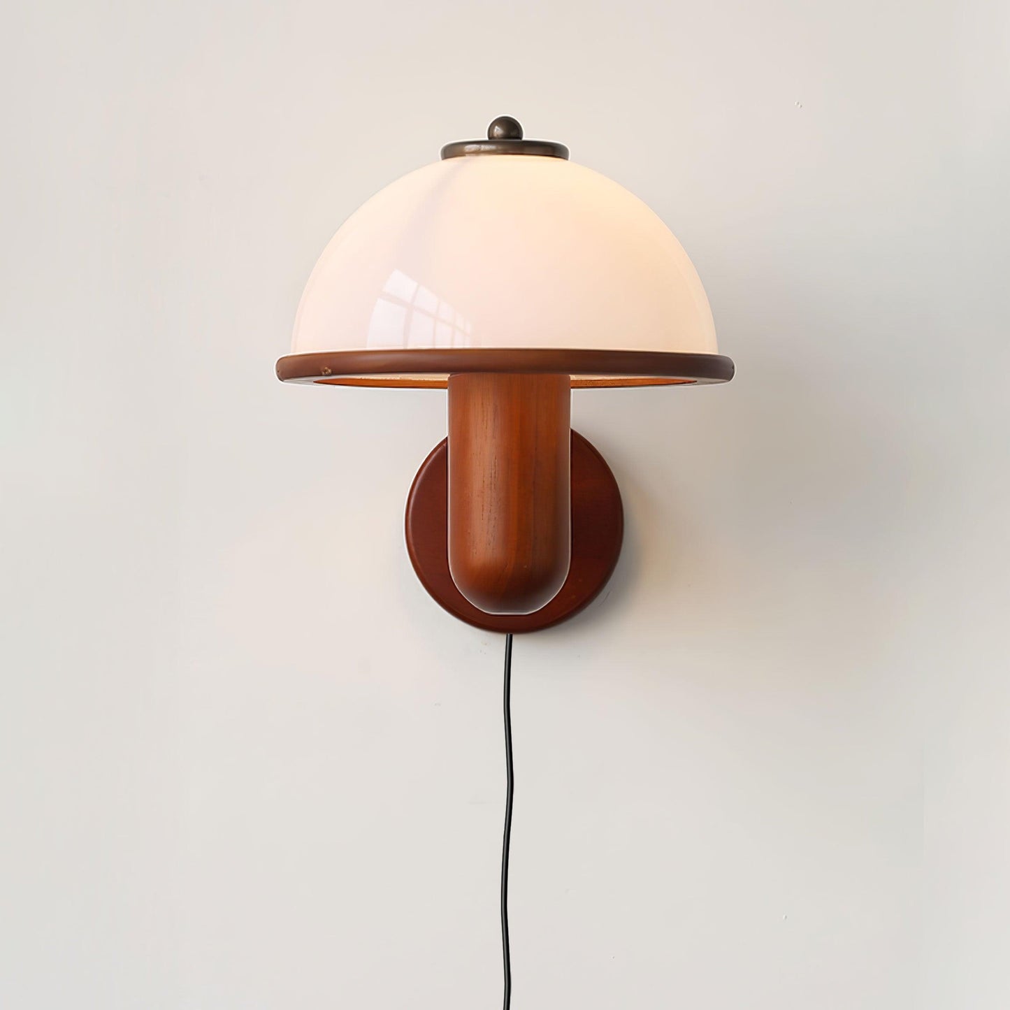 Belmontis | Paddenstoel silhouet gebogen houten kap wandlamp
