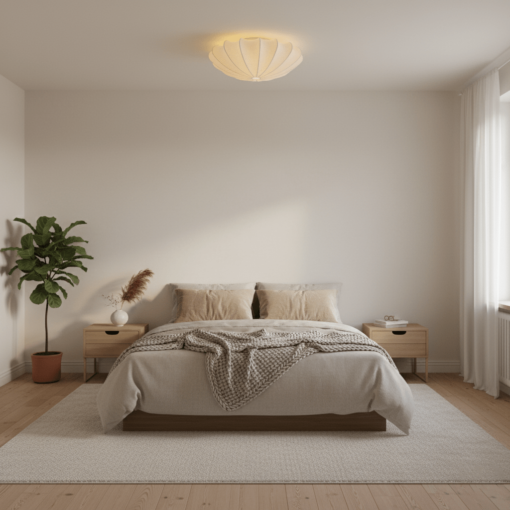 Korisand | Mid-century geometrische sculpturale zijden mesh plafondlamp