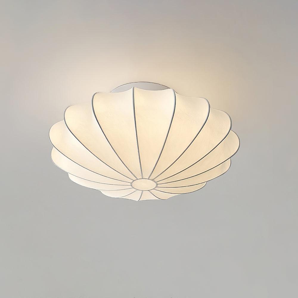 Korisand | Mid-century geometrische sculpturale zijden mesh plafondlamp