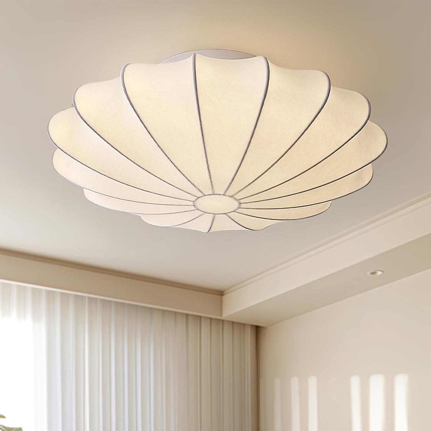 Korisand | Mid-century geometrische sculpturale zijden mesh plafondlamp