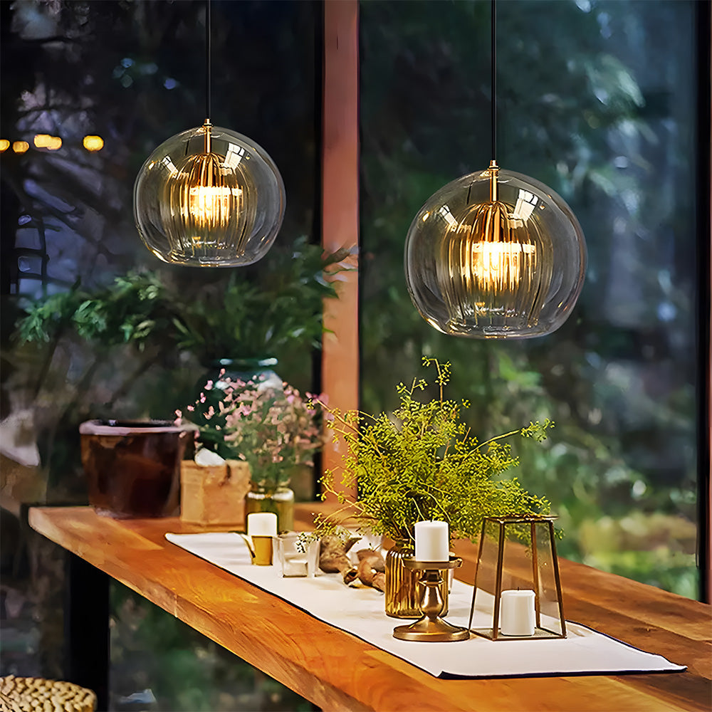 Orbia | Hedendaagse Geribbelde Globe Hanglamp